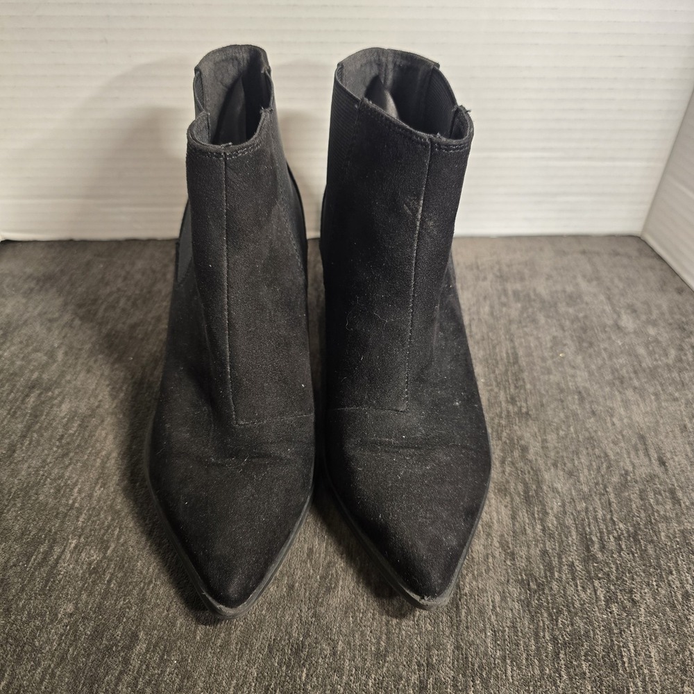 Divided by H&M Ankle Boots Womens 6 Black Pointed Toe Block Casual Comfort Suede